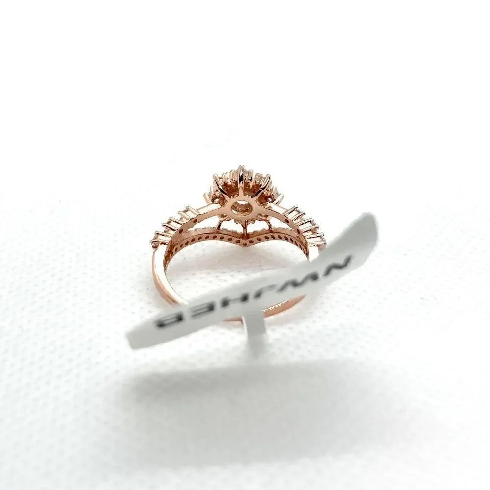SIZE 7 925 Rose Gold Plated Snowflake Wishbone Ring